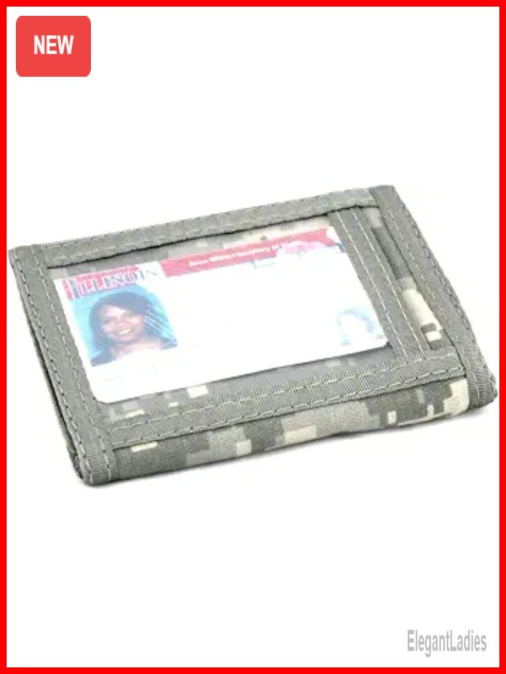 RFID Camouflage Bifold ID Wallet with Clear Window Made in USA